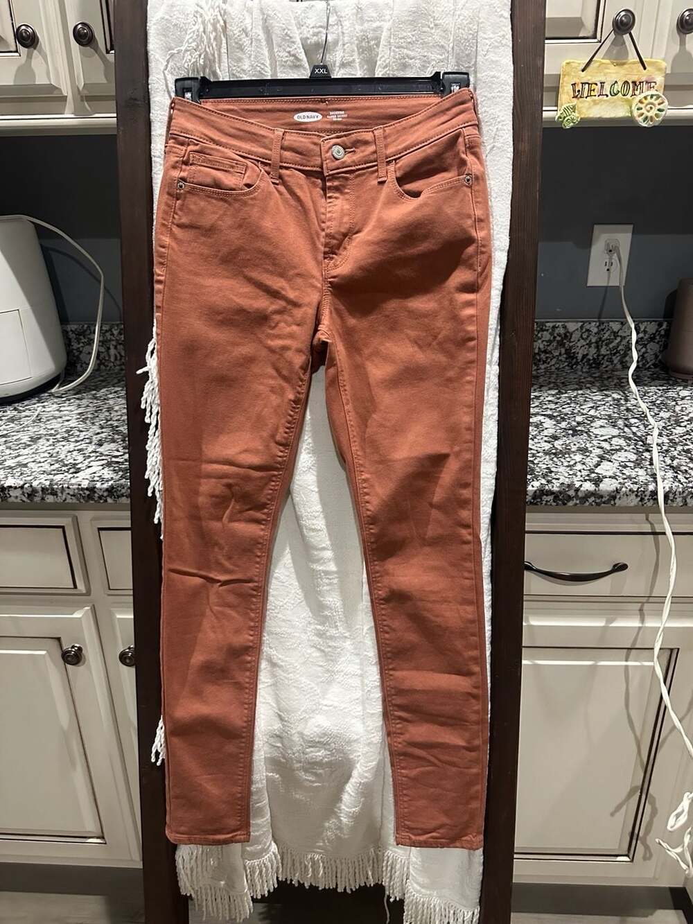 Old Navy Women Rockstar Super Skinny Mid-Rise Rust Colored Pants Size 4
